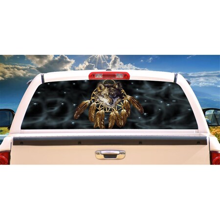 Amistad Window Graphic Truck View Thru Vinyl Decal - Wolf Dreams Rear AM2180157